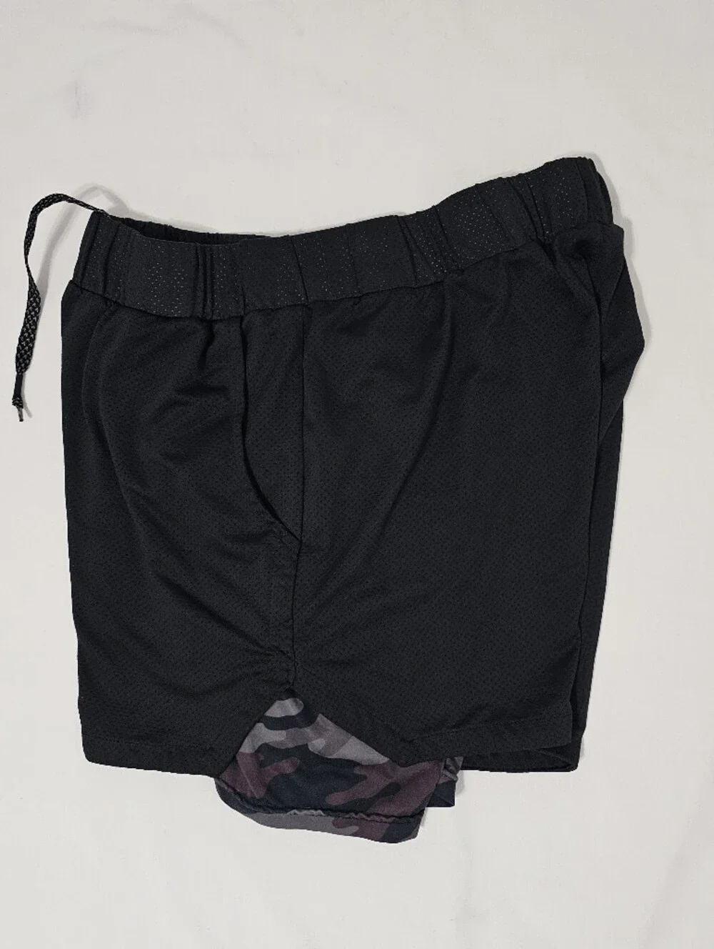 YoungLA Men’s 2-in-1 Training Shorts Black Camo Compression Liner Size L